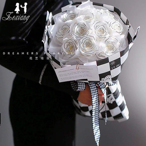 New Korean Checkerboard <strong>Pattern</strong> <strong>Paper</strong> Design Valentine's Day Florist Wrapping <strong>Paper</strong> for Flower Bouquets - Product Image 6