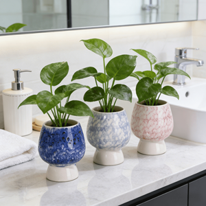 Maceta de Cerámica Azul Cristal de Hielo con Forma de Hongo para Suculentas, con Orificio de Drenaje, Diseño Moderno Ecológico, Pequeña Capacidad - Product Image 3