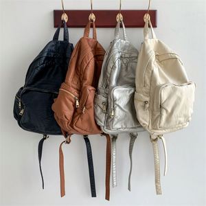 Wholesale Simple Multiple Pockets Women's <b>Backpacks</b> Laptop Bag Travel Sports Waterproof Zipper PU Leather <b>Backpacks</b> for Girl - Product Image 1