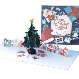 Christmas laser cut invitations 3d Pop Up Cards creative Christmas gift Christmas activities small gift wholesale