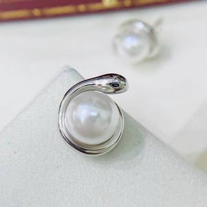 22438 S925 Accesorios de Plata para DIY con Perlas, Bandeja Vacía para Pendientes, Gancho de Serpiente Espiritual, Cuentas de 9-10mm para Pendientes de Moda - Product Image 4