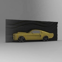 Passionné d'automobile Courbes dynamiques Sculpture murale en bois sculptée au laser Conception algorithmique Art cinétique Galerie résidentielle