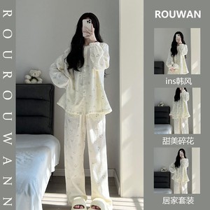 Pyjama princesse style coréen pour femme, chemise de nuit d'été à manches courtes, ample et mignonne, épaules dénudées, en soie de lait, tailles M, L, XL, XXL - Product Image 2