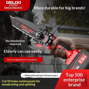 Scie à chaîne sans fil Delixi au lithium, petite scie à chaîne portative pour l'extérieur, scie à chaîne au lithium, scie à une main - Product Image 1