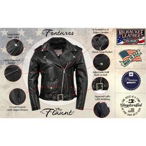 2025 cuero USA MADE mujer negro Flaunt Premium clásico estilo motocicleta chaqueta de cuero modelo MLJKL5004 - Product Image 3