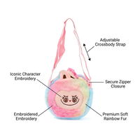 Sac à bandoulière en peluche personnalisé en gros, motif dessin animé, monstre arc-en-ciel mignon, sac d'école en peluche, ensembles de sacs à dos doux et fourrés pour enfants
