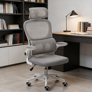 <span class=keywords><strong>Chaise</strong></span> ergonomique en maille gris clair avec protection du cou et accoudoirs réglables, <span class=keywords><strong>chaise</strong></span> d'ordinateur confortable pour le <span class=keywords><strong>bureau</strong></span> à domicile - Product Image 6