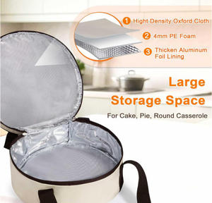 Borsa Termica Rotonda Personalizzata per Pizza, Contenitore per Casseruole e Torte per Picnic, Campeggio e Feste - Product Image 2