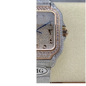Reloj Cuadrado de Lujo con Diamantes, para Hombre/Mujer, Dos Tonos, Oro Rosa y Plata, Automático, con Números Arábigos - Product Image 1