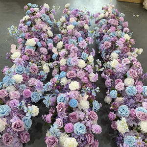 Chemin de table en soie M-FR140, fleurs artificielles en rose, chemin de table luxueux pour décorations de mariage. - Product Image 2