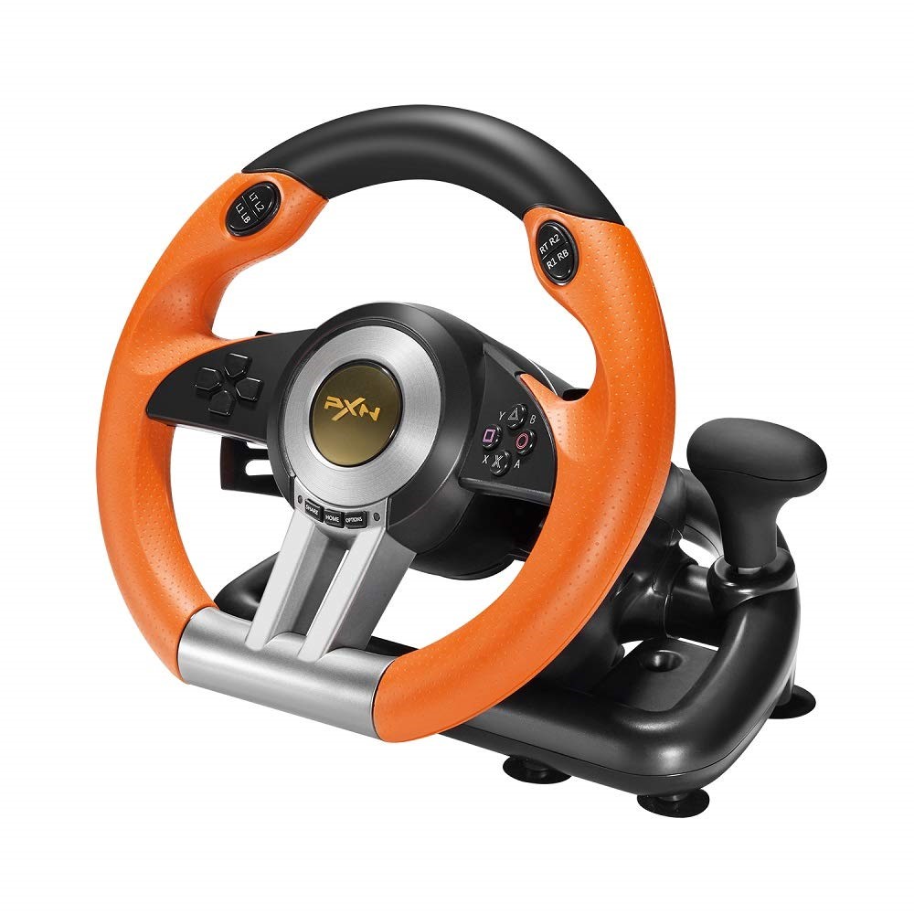 USB Game Steering Wheel - Racing Car Game Dual Vibration Motors