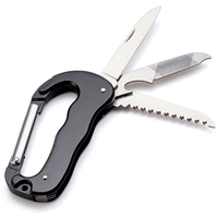 Couteau mousqueton multifonction avec logo personnalisé, couteau pliant en alliage d'aluminium, outil de camping en plein air, outil multifonction EDC, porte-clés