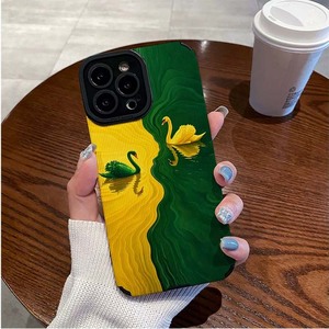 Custodia per cellulare in TPU con stampa effetto acqua verde <span class=keywords><strong>giallo</strong></span> uccello in pelle artificiale per <span class=keywords><strong>iPhone</strong></span> <span class=keywords><strong>XR</strong></span> 11 12 13 14 15 16 17 18 Pro Max - Product Image 1