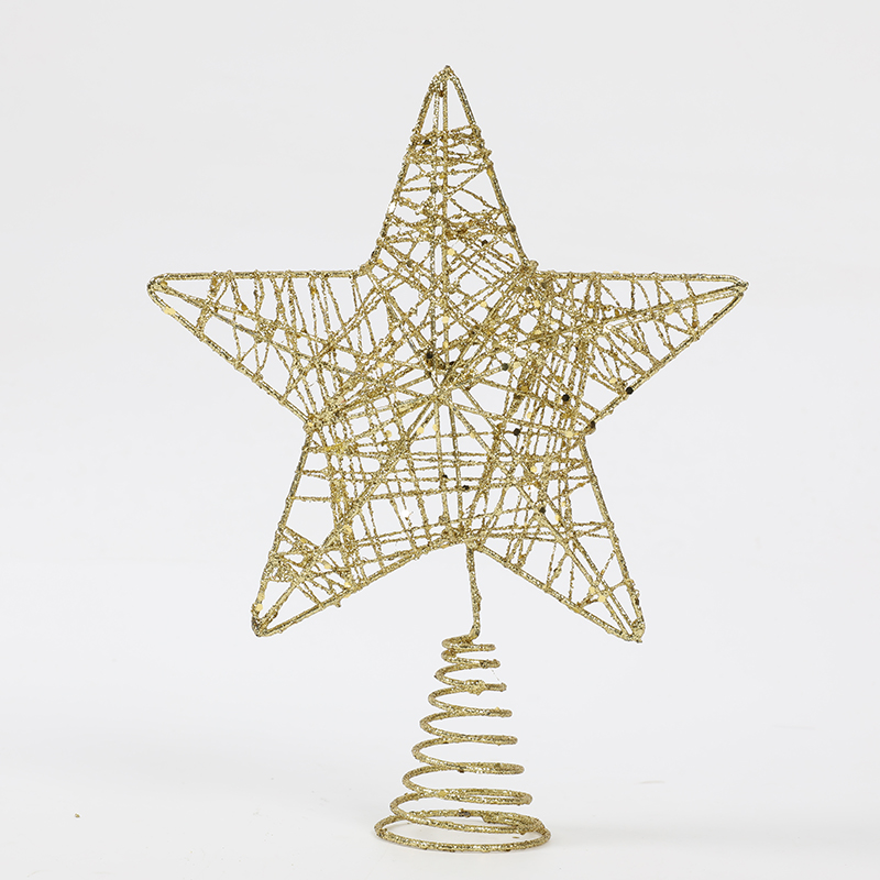 Gold iron hollow tree top star 15*20cm