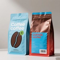 Pochette à café noir mat avec logo personnalisé de haute qualité sac à fond plat portable à joint à huit côtés pour la nourriture pour l'emballage du café