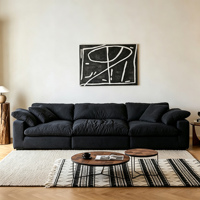 Canapé modulaire moderne italien ATUNUS en tissu lin avec rembourrage en duvet et mousse, canapé sectionnel modulaire, ensemble de meubles pour salon