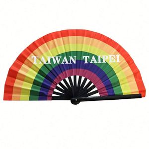 <b>Large</b> Hand Folding <b>Fans</b> 33cm Rainbow Design High Premium Bamboo Clack Custom Rave <b>Fan</b> for Party - Product Image 5
