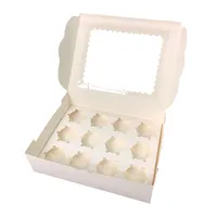 Cupcake Boxes with Window, White Cardboard Pastry