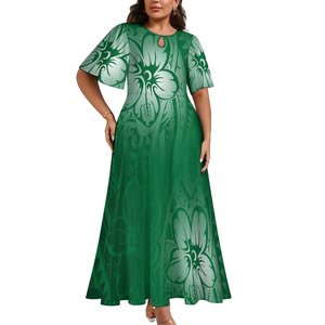 En gros 2025 Samoan Traditionnel <span class=keywords><strong>Tatouage</strong></span> Imprimer Femmes Robe Personnalisé Pas Cher Ras Du Cou Robe Trompette Manches Doux Écologique - Product Image 1