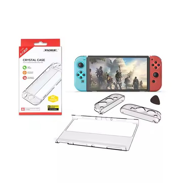 Left Right Transparent Handle Shell for N-Switch OLED Crystal Shell Protective case for Nintendo OLED TNS-1133B