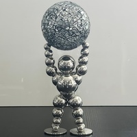 Figura Decorativa de Astronauta en Acero Inoxidable Plateado, Diseño de Mapa Mundial, Regalo Empresarial, Decoración para Oficina y Hogar, Personalizable por JM