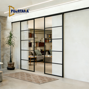 Piazza-puerta de estilo Industrial con marco de Metal y aluminio, estilo Art Deco, Loft, deslizante, telescópico - Product Image 1