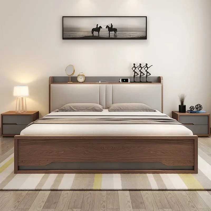 आधुनिक घर कमरे में रहने वाले फर्नीचर राजा आकार डबल बेड