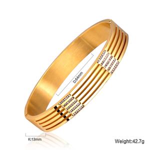Brazalete de Lujo para Mujer, Chapado en Oro de 18K, de Acero Inoxidable con Rayas de Circonio - Product Image 2