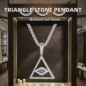 Collier pour homme <span class=keywords><strong>Alin</strong></span> Design en acier inoxydable plaqué or, pendentif croix poli avec pierres et yeux, bijoux en zircon, cadeau - Product Image 2