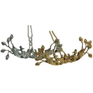 Antique Style Hair <b>Crown</b> 40*100MM Gold <b>Silver</b> Plated Copper Wedding Hairpin DIY Jewelry Accessory - Product Image 5