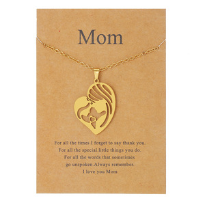 Collar para el Día de la Madre, Chapado en Oro de 18K, Colgante de Corazón de Acero Inoxidable, Regalo para Mamá e Hija - Product Image 5