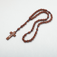 Nouveau chapelet en bois perles croix pendentif Long collier pour femmes hommes catholique Christ religieux jésus chapelet bijoux cadeau RN-029