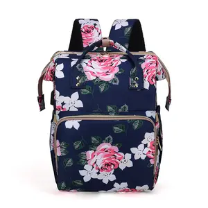 Mochila de viaje de momia plegable impermeable de tela Oxford al por mayor con cama cuna de bebé recién nacido llevar bolsa de pañales para mamá