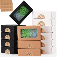 Boîtes à savon pour savon fait maison 3,78 x 2,76 x 1,25 pouces avec fenêtre, 3 couleurs, boîtes d'emballage en kraft pour savons, fournitures pour savons de mariage