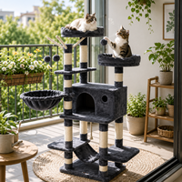 Tour pour chat multi-niveaux en peluche avec hamac et jouets interactifs