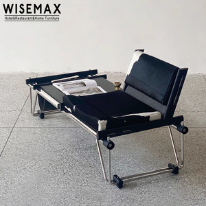 WISEMAX FURNITURE Modern home hotel lobby <span class=keywords><strong>legno</strong></span> struttura <span class=keywords><strong>in</strong></span> metallo e <span class=keywords><strong>panca</strong></span> <span class=keywords><strong>in</strong></span> pelle di mucca <span class=keywords><strong>con</strong></span> tavolino per soggiorno - Product Image 3