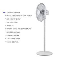 Prix usine lame en plastique 50w 3 vitesses télécommande tactile 16 pouces ventilateur oscillant sur pied