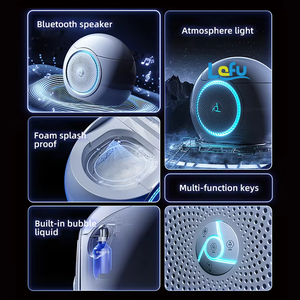 Nouvelle tendance créative forme d'oeuf Intelligent monté au sol placard à eau salle de bain bleu haut-parleurs en céramique coloré intelligent toilette <span class=keywords><strong>commode</strong></span> - Product Image 2