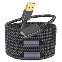 Kabel ekstensi USB 2.0 tipe a pria ke kabel Wanita, kecepatan tinggi 480 Mbps dengan ekstensi chipset penguat sinyal