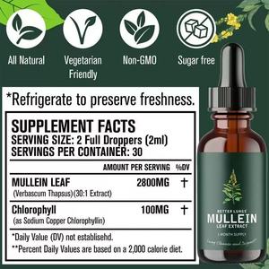 Ekstrak Daun Mullein Organik Label Pribadi, Tetes Cair, Suplemen Vitamin Herbal Makanan, Minyak Lidah Buaya Hasil Budidaya Liar, Makanan Kesehatan - Product Image 3