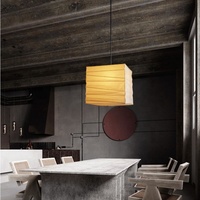 Vente en gros wabi sabi lampe suspendue en papier de riz carré fait à la main rétro restaurant bar lanterne lampe en papier lustre
