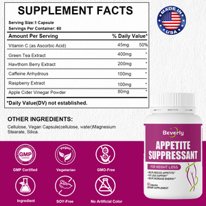 Potenciador del Metabolismo y Supresor del Apetito, Suplemento para la Pérdida de Peso <span class=keywords><strong>Beverly</strong></span>, Reduce los Antojos, Apoya la Pérdida de Grasa, Vegano Sin OMG - Product Image 6