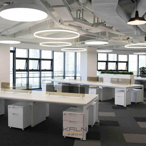 Postes de travail modulaires modernes et ouverts <span class=keywords><strong>pour</strong></span> 4 personnes, cloisons de bureau <span class=keywords><strong>en</strong></span> mélamine de niveau E0, pieds réglables, hôpital, atelier - Product Image 2