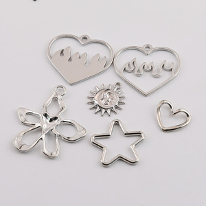Korean Style Hollow <b>Flower</b> Star Pendant Alloy Jewelry Findings For DIY Earrings Necklace Accessories - Product Image 5