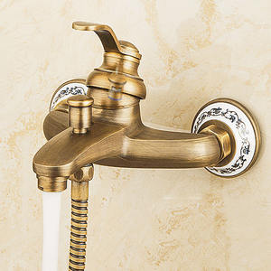 Ensemble de douche simple tout en cuivre français Pommeau de douche à main côté <span class=keywords><strong>baignoire</strong></span> sans pulvérisation supérieure dans le robinet mural - Product Image 6