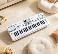 Teclado electrónico de 44 teclas con pantalla digital Micrófono Grabación y programa Relleno-16 tonos 8 ritmos para principiantes
