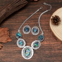 Chaîne de serpent ovale de style vintage ensemble boucles d'oreilles et collier en coquille d'ormeau bijoux pour femmes cadeau