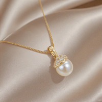 Collier pendentif NFC élégant avec perle d'imitation et carte de contrôle d'accès RFID 13,56 MHz, bijou cadeau pour elle