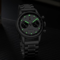 Jam Tangan Mekanis Chronograph Pria Red Star Panda 1963 St1901 Movement Gooseneck 40mm Luminous Sapphire Pilot Watch