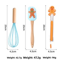 Kit de pâtisserie transfrontalier de Noël trois pièces : pinces de cuisine, spatule à gâteau, racloir en silicone, fouet à œufs – Modèle HY03